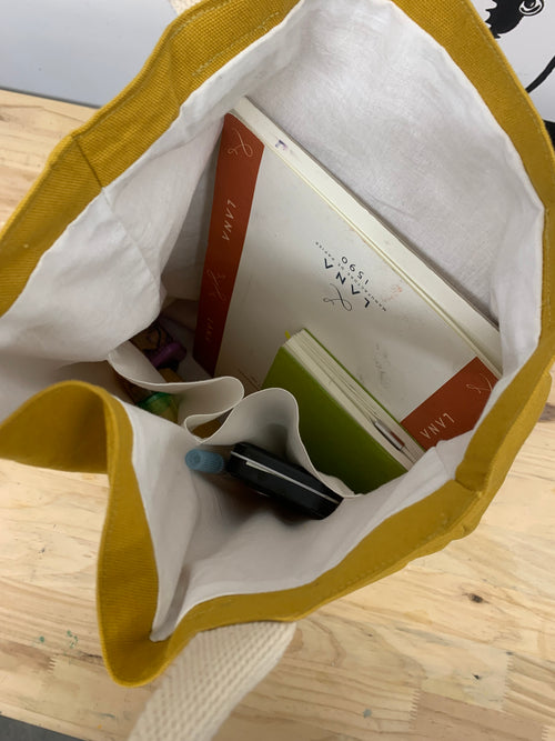 "Dragon" Yellow Hand-sewed Tote Bag